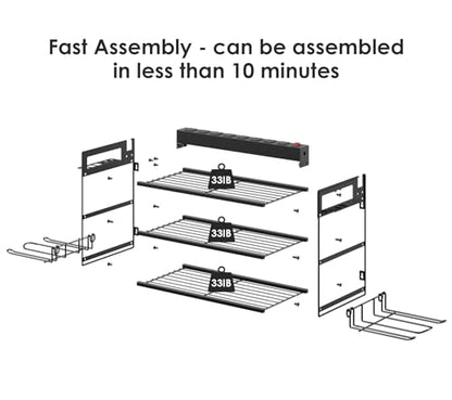 CCCEI Garage Tools Storage with Charging Station. Power Tool Battery Organizer Utility Shelf with Power Strip. 4 Drills Holder Wall Mount Rack, Black 3 Layer. - size: Small, style: 3 Layer
