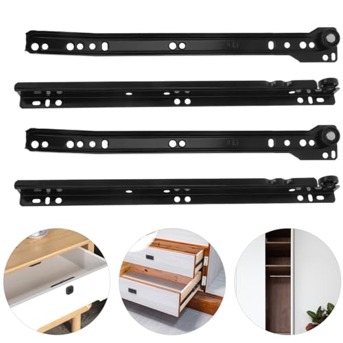 Toyvian Drawer Slide Replacement: 1 Pair Heavy Duty Metal File Cabinet Drawer Rails with Back Plate Smooth Glides Repair Kit for Dresser Kitchen Cabinet Furniture Hardware