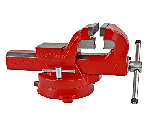 Yost Vises ADI-4 Heavy Duty Vise | 130,000 PSI Tensile Strength Austempered Ductile Iron Bench Vise | 4 Inch Jaw Width with a 360 Degrees Interlocking Swivel Base and 2 Lockdowns | Red - size: 4 Inches