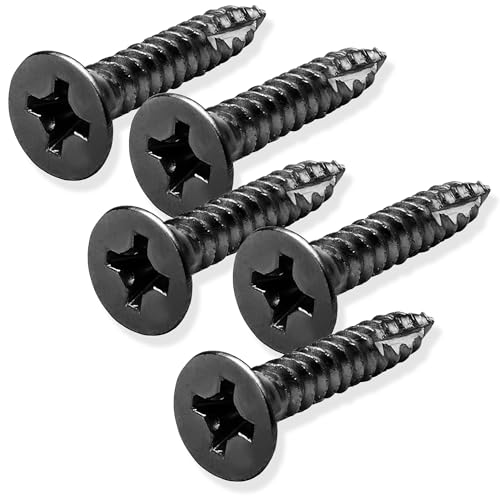 Cauldham Black Wood Screws #9 x 1 Inch for Door Hinges - 25 Pack - color: Black