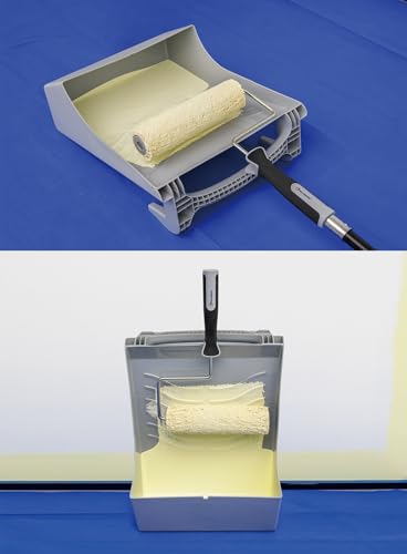 ROLLINGDOG Multifunctional Paint Roller Tray Set - Ladder Paint Tray,9 inch Paint Roller,Drop Cloth and Masking Taping(Pack of11) - color: Paint Roller Kit