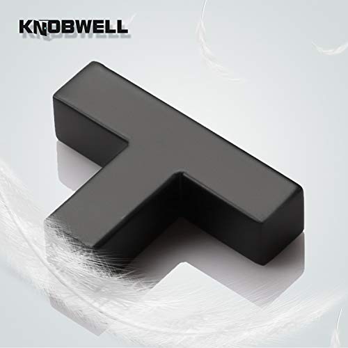 KNOBWELL 6 Pack Black Drawer Knobs and Pulls, T Bar Matte Black Cabinet Knobs, Dresser Drawer Knobs for Kitchen and Bathroom - Single Hole 50mm/2" - color: Matte Black, size: Single Hole
