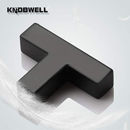 KNOBWELL 6 Pack Black Drawer Knobs and Pulls, T Bar Matte Black Cabinet Knobs, Dresser Drawer Knobs for Kitchen and Bathroom - Single Hole 50mm/2" - color: Matte Black, size: Single Hole