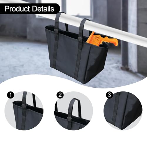 Baoblaze Ladder Tool Bag Ladder Tool Holder Easy to Install Ladders Accessory Repairing Kit Multifunctional Ladders Pouch, Extra Thick Black