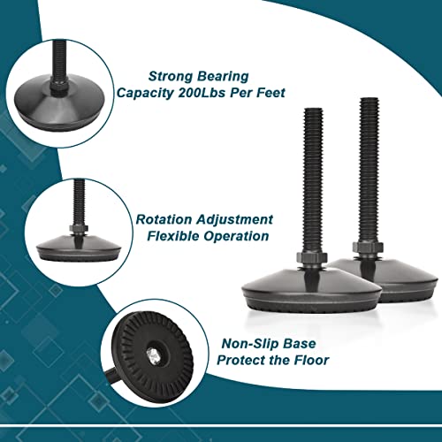 8 Set M8 Leveling Feet with 4-Pronged T Nut, Adjustable Leg Levelers Heavy Duty Furniture Levelers, M8 Furniture Legs with 2" Thread Length for Cabinet Sofa Table Chair Raiser, Black - color: Black, size: M8 x 50mm