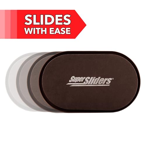 Super Sliders 5-3/4" x 9-1/2" XL Oval Reusable Furniture Sliders for Carpet, Anti-Slip Protective Furniture Moving Pads for Beds, Sofas, Dressers, Set of 8, Brown