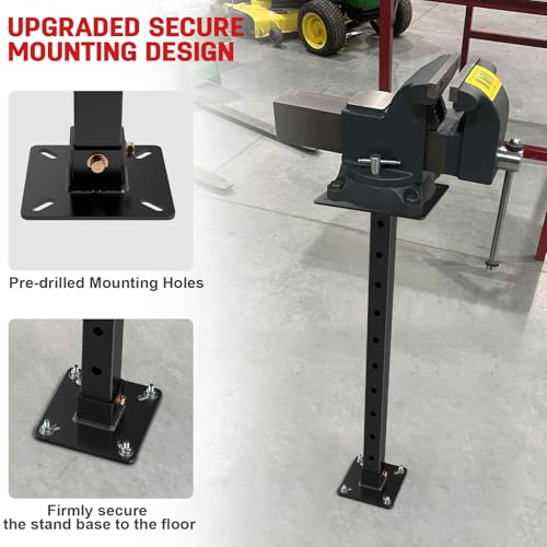 Heavy-Duty Hitch Mount Vise Plate/Bench Grinder Stand Work Table 9.45”x9.45”, Hitch Vise Holder with Adjustable Height, Universal Fit for 2-Inch Receiver