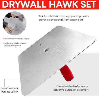 Drywall Hand Tool Set, Putty Knife Set with Mud Pan, Aluminum Hawk, Finishing Trowel, Painter Scraper, Inside & Outside Drywall Corner Trowel, Hand Tools for Scraping Wallpaper and Drywall - size: Drywall Knife Set, 11pcs