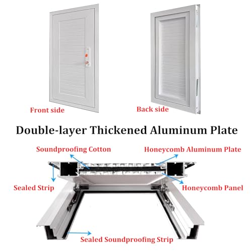 Access Panel for Drywall with Door Handle Aluminum Alloy Wall Concealment Access Box Wall Hole Cover Plate for Plumbing Electrical Cables, Easy Install (White, 16x24in)