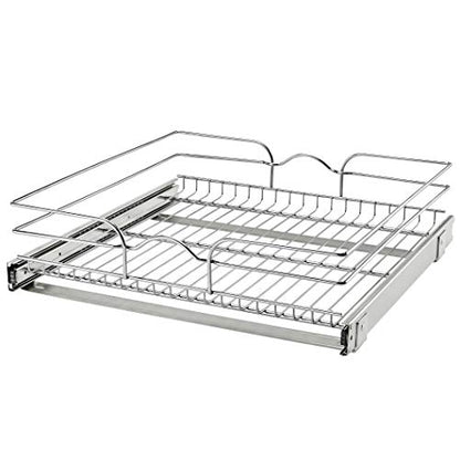 Rev-A-Shelf Kitchen Cabinet Pullout Shelf and Drawer Organizer Slide Out Pantry Storage Basket in Multiple Sizes, 21 x 20 In, 5WB1-2120CR-1 - size: 21" W X 20"d, style: Single Tier