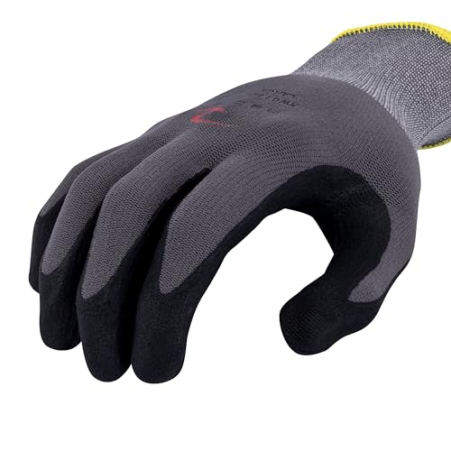 Radians Unisex Industrial Work Glove - Construction: Nylon Shell with Foam Nitrile Palm Dip - Gray - Standard Size M - size: Medium