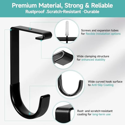2 Pack Bike Hooks for Garage Ceiling Mount Rack- Anti-Slip Coating,Heavy Duty 4X8 Overhead Garage Storage Rack for Ceiling Hanging Bicycle Shelves, Add on Storage Flat Hooks Accessory and Wall Hanger