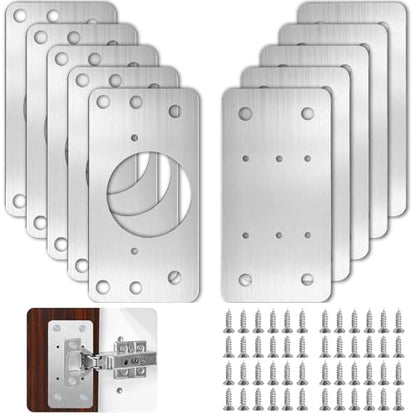 Hinge Repair Plate,10PCS Cabinet Hinge Repair Plate with Customized Screws,Stainless Steel Kitchen Cupboard Door Hinge Repair Brackets with Holes for Kitchen Cupboards Door - style: Modern-10pcs-rectangle