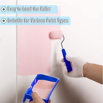 Bates- 2 Inch Foam Paint Roller Kit, 10 pcs, Small Paint Roller Kit, 1x Plastic Paint Tray, 2X Clear Disposable Tray Liners, 1x Roller Frame & 6X Mini Foam Covers - color: Blue