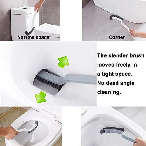 Bathroom Brushes Kitchen Cleaning Brush Set Toilet Bowl Brush Scrub Brush Home Cleaner Floor Stiff Bristles with Adhesive Hooks Plastic Handle Durable 13.5-Inch Deep Cleaning - color: Gray