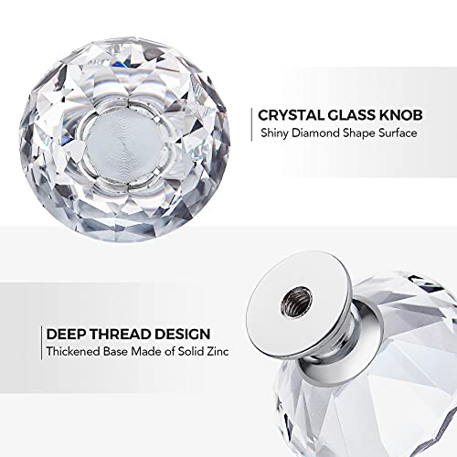 Ravinte 5 Pack Crystal Drawer Knobs - Glass Cabinet Knobs, Diamond Shaped, 30 mm with Silver Base - color: Silver