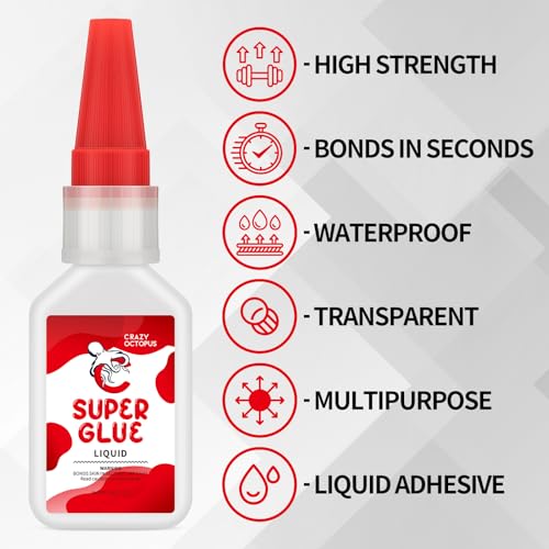 Super Glue, 20g Quick-Dry Strong Adhesive for Plastic, Metal, Wood, Leather, Shoe, Rubber, Glass, Fast Bonding Multi-Purpose Clear Glue for Home Repairs, DIY Crafts - color: 20g