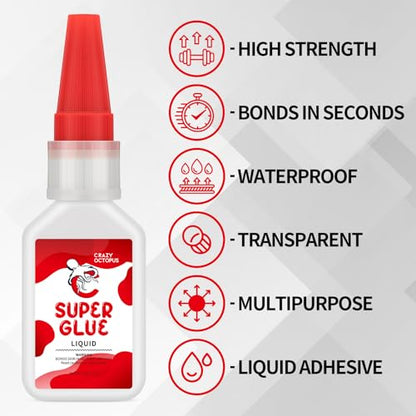 Super Glue, 20g Quick-Dry Strong Adhesive for Plastic, Metal, Wood, Leather, Shoe, Rubber, Glass, Fast Bonding Multi-Purpose Clear Glue for Home Repairs, DIY Crafts - color: 20g