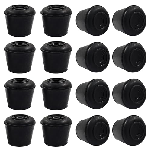 16pcs 3/4 Inch Round Chair Leg Tips Caps, Non-Slip Rubber Chair Leg Floor Protectors, Black Furniture Leg Caps Fit for 0.7"-0.75" (18-19mm) Diameter Round Feet - size: 3/4 Inch-Black