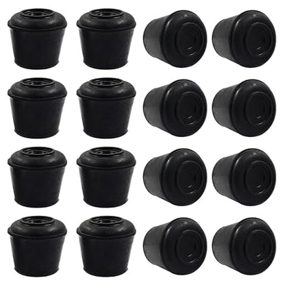 16pcs 3/4 Inch Round Chair Leg Tips Caps, Non-Slip Rubber Chair Leg Floor Protectors, Black Furniture Leg Caps Fit for 0.7"-0.75" (18-19mm) Diameter Round Feet - size: 3/4 Inch-Black