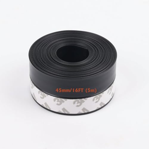 Window Sealing Strip, Self Adhesive Weather Stripping, Silicone Door Bottom Seal Strip Tape for Gaps of House Glass Shower Window and Door Weatherproof Soundproof, Transparent (5m 45mm Black) - size: 5m 45mm Black