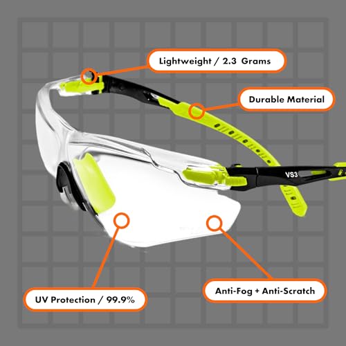 OPTIFENSE™ VS3 Anti Fog, Premium CLEAR/TINTED Safety Glasses, ANSI Z87+ (Click for frame/lens option) - color: Orange