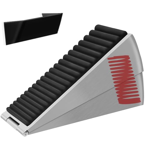 Heavy Duty Door Stopper Adjustable Spring Large Stoppers Wedge, Tall up to 3 Inches Doorstop Stainless steels Made Suits Any Heavy Doors - size: Silver-Adjustable