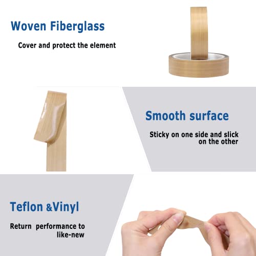 High Temperature Teflon Tape 1 inch x 33 feet PTFE Adhesive Teflon Tape - Fits Weston,FoodSaver, Seal A Meal, Cabellas Vacuum