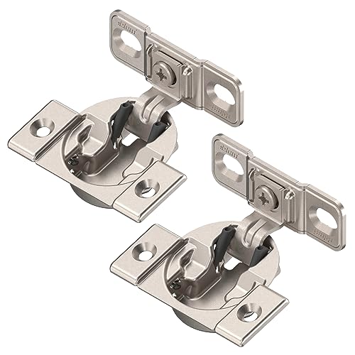 Blum 33B355AF22 Compact Face Fix Hinge 107° with Spring and Mounting Plate, incl Screws, Pack of 2 - size: Pack of 2 Sets