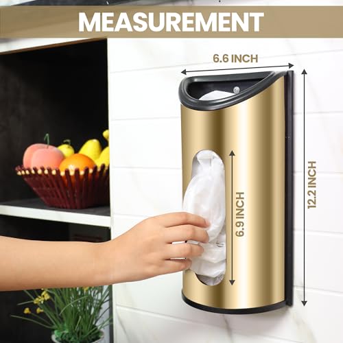 Utopia Kitchen Grocery Plastic Bag Holder and Dispenser for Plastic Bags - Easy Wall Mount Bag Saver - Stainless Steel (Gold, Medium (Pack of 1)) - color: Gold, size: Medium (Pack of 1)