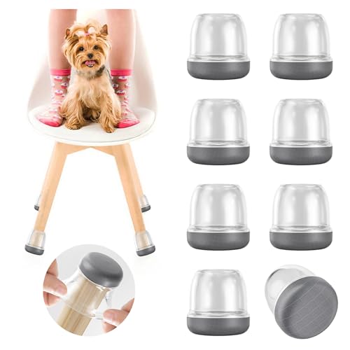 Clear Chair Leg Floor Protectors for Carpet Hardwood Floors, Upgraded Chair Leg Caps with Graphene Fabric Bottom, No Cat/Dog Hair Clinging, 16 Pcs Furniture Leg Feet Covers Reduce Noise (Fit 1"-1.2") - size: Large (Fit 1"-1.2")