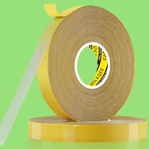 2Pack Double Sided Tape Heavy Duty, 0.59" x 66FT (132FT Total), Super Sticky Resistente Clear Tape, Universal High Tack Strong Wall Adhesive with Fiberglass Mesh,Easy Use Mounting Tape - size: 2 Pack, Each 0.59" x 66FT
