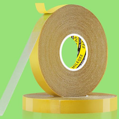 2Pack Double Sided Tape Heavy Duty, 0.59" x 66FT (132FT Total), Super Sticky Resistente Clear Tape, Universal High Tack Strong Wall Adhesive with Fiberglass Mesh,Easy Use Mounting Tape - size: 2 Pack, Each 0.59" x 66FT