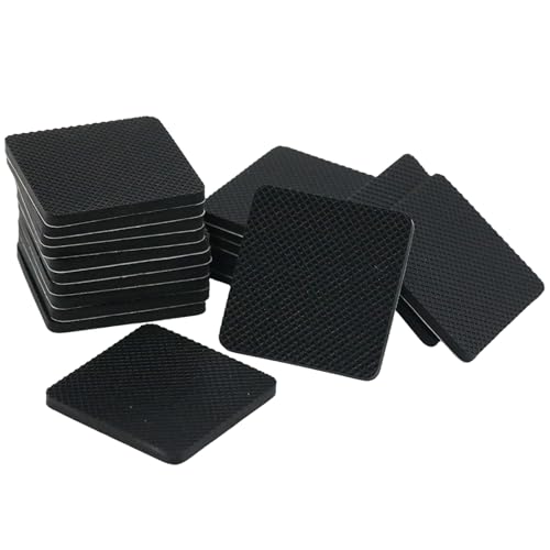 20pcs Black Non Slip Furniture Pads,Solid Rubber Furniture Pads Self Adhesive Anti-Sliding Grippers,Rubber Feet for Bed Couch Table/Floor Protectors(1.6inch Square) - size: 1.6inch