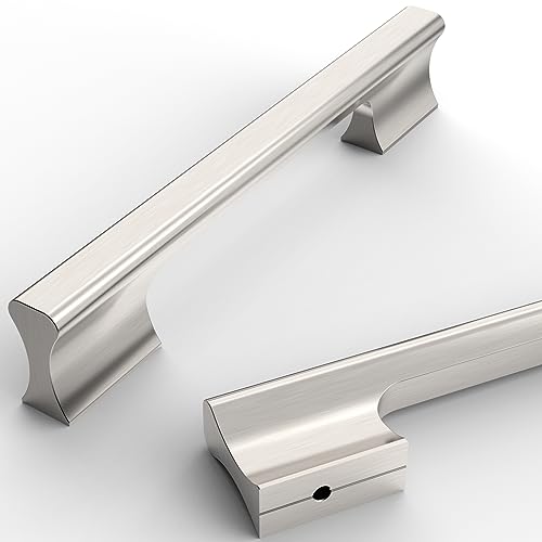Asidrama 10 Pack 5 Inch(128mm) Brushed Satin Nickel Kitchen Cabinet Handles, Cabinet Pulls Kitchen Cabinet Hardware Cupboard Handles Drawer Pulls - color: Brushed Satin Nickel, size: 5" Hole Center(128mm), style: 10 Pack