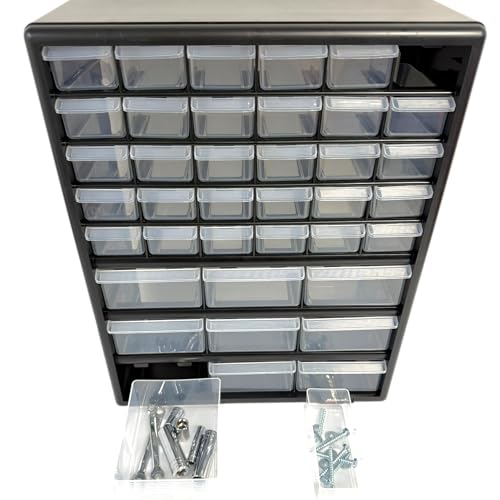 Homak Parts Organizer, Black, 39 Drawers - size: 39-Drawer