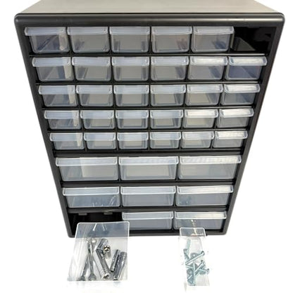 Homak Parts Organizer, Black, 39 Drawers - size: 39-Drawer