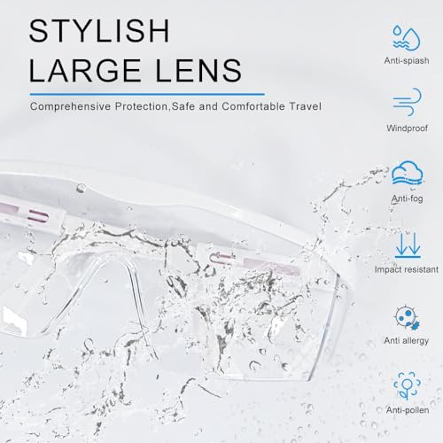 Safety Glasses Anti-fog Clear Safety Goggles Eye Protection Safety Goggles AdjustableTemples,High Transmission, Lightweight & Comfortable Lightweight Protective Glasses. - color: 5 Pcs for White