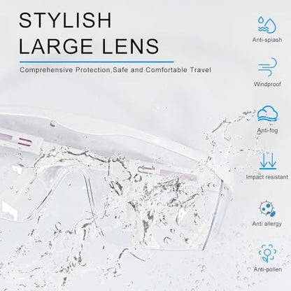 Safety Glasses Anti-fog Clear Safety Goggles Eye Protection Safety Goggles AdjustableTemples,High Transmission, Lightweight & Comfortable Lightweight Protective Glasses. - color: 5 Pcs for White