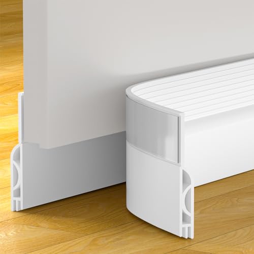 Door Draft Stopper, Door Sweep for Bottom of Door, Weather Stripping Door Seal Gap Filler Bottom Blocker Soundproof Cold Air Insulation Save Energy Installs Quickly and Easily (White, 78‘’) - color: White, size: 78‘’