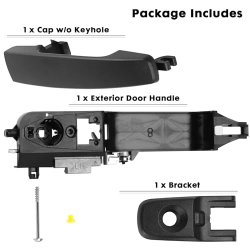 SHACHAR Exterior Door Handle Kit, Front Right Passenger Side 8S4Z-5422404-AA Compatible with Ford Focus 2008-2011, Cap w/o Hole 8S4Z-5422088-AA, Bracket 8S4Z-5426684-B Matte Black - size: Front Right Passenger Side