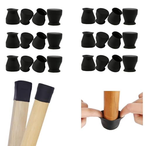 Non Slip Silicone Chair Leg Floor Protectors No Felt 1.3”to1.8” Chair Leg Caps Bottom Furniture Table Feet Covers for Hardwood Floors Prevent Scratches No Noise Round or Square,16 PCS - color: Black (Anti-slip), size: Medium:1-3/10"to 1-4/5"(1.3"to 1.8")-