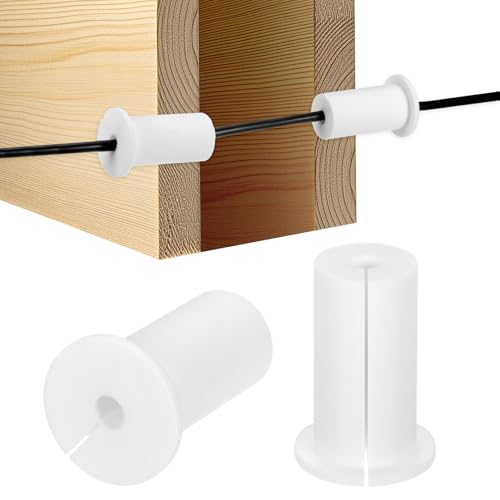 M METERXITY 2-Pack Cable Routing Kit, for 1 Inch Wall Hole Silicone Feed Through Wall Grommet Cable Punch Grommet Wall Hole Cover Bushing for Ethernet Cable [52mm Length, White] - color: White, size: 1" x 2.05"