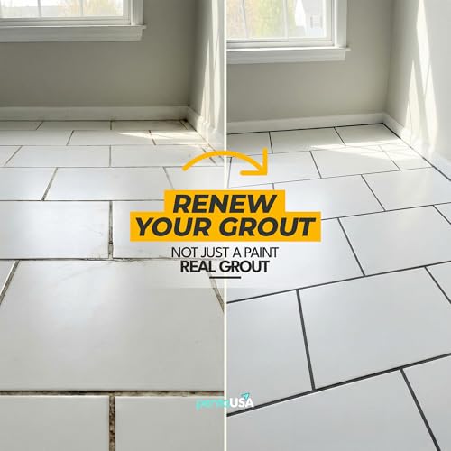PentaUSA Tile Grout Repair Kit - Dark Gray Premixed Acrylic Sanded Grout, Water-Resistant Grout Filler for Bathroom&Shower, Kitchen Floor, Fast Drying, with Applicator, 13.4 oz (380g) - style: Dark Grey