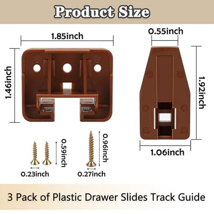 Drawer Slides and Guides, 3Pack Plastic Drawer Replacement Part for Center Mount Drawer Slides Track Guide Glide for Dressers Bottom Mount and Kenlin Rite-Trak 1 Drawer Systems