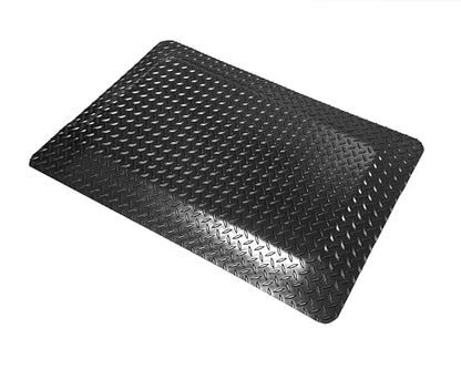 American Classic Diamond Plate Anti-Fatigue Mat – Closed-Cell Polymeric Sponge Base – Industrial Grade, Beveled Safety Edges, 9/16" or 1" Thick – Made in USA (Black, 2'x4'x9/16) - size: 48"L x 24"W x 0.6"Th