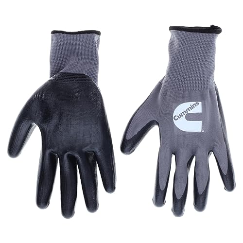 Cummins Gray Nitrile Dipped Palm Gloves CMN35153 - Nonslip Coated Work Gloves Gardening PPE All-Purpose Grip Hi Flex - Large