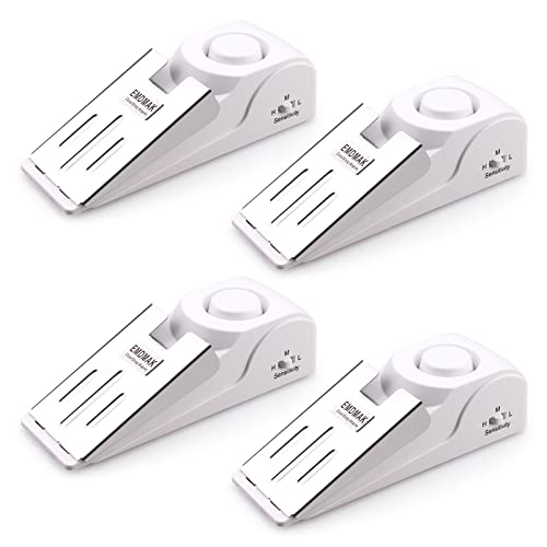 EMDMAK Door Stop Alarm with 120DB Siren Door Stop for Home & Travel (White) (Pack of 4) - color: White, size: 4 Pack