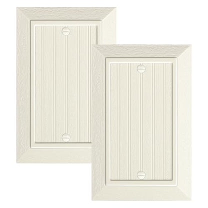2-Pack Classic Beadboard Single Blank Wall Plate, Unbreakable Polycarbonate Wall Plate Cover, Light Almond 1 Gang Wall Plate for Unused Outlets/Switches - color: Light Almond, size: 1 Blank 2PK