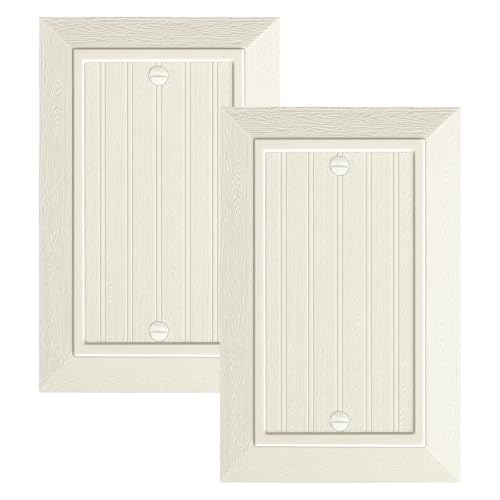 2-Pack Classic Beadboard Single Blank Wall Plate, Unbreakable Polycarbonate Wall Plate Cover, Light Almond 1 Gang Wall Plate for Unused Outlets/Switches - color: Light Almond, size: 1 Blank 2PK